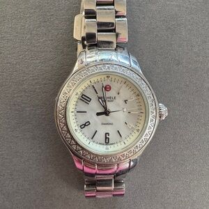 Michele Silver and White Women's Watch
